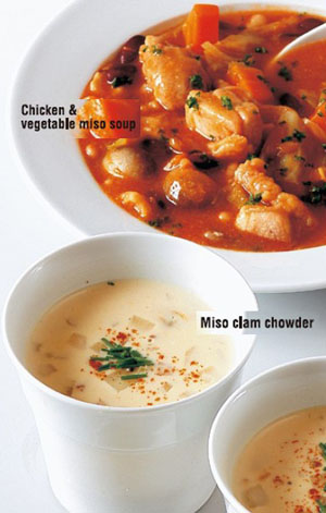 Chicken & Vegetable miso soup,Miso clam chowder